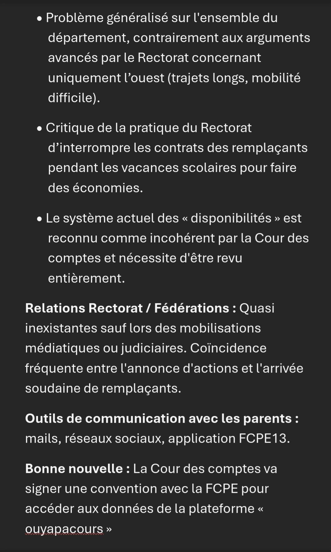 Profs non remplacés, la FCPE13 reçue par la cour des comptes