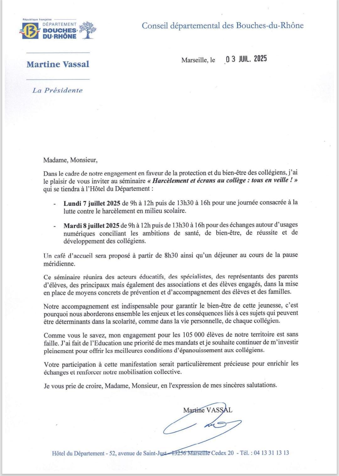 La FCPE13 invitée au séminaire contre le harcèlement au Conseil départemental 