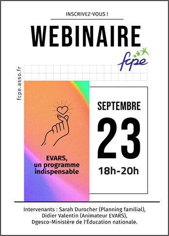 Inscrivez vous pour le WEBINAIRE "EVARS" le 23 septembre!
