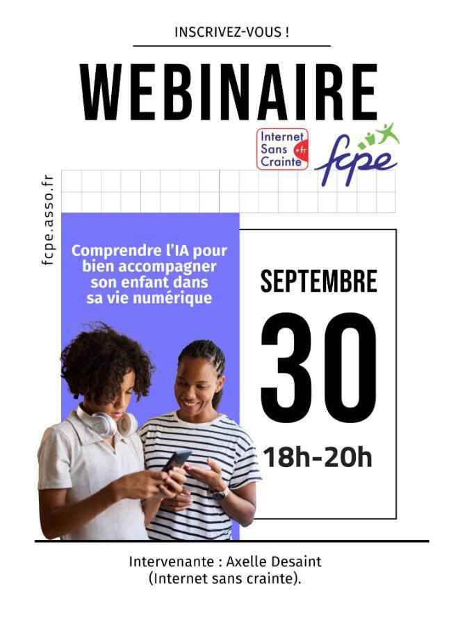 Webinaire "comprendre l'IA pour bien accompagner son enfant dans sa vie numérique 