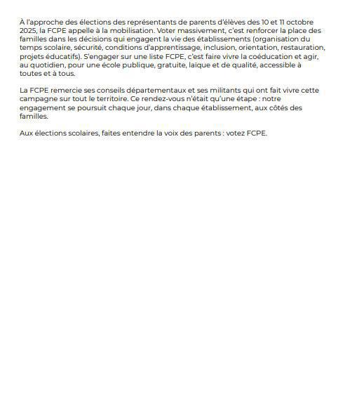 Communiqué fcpe élections