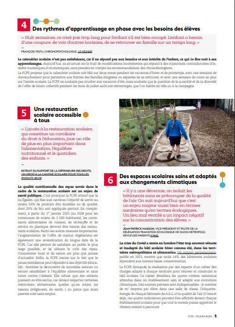 les 20 mesures pour l'école de demain par la FCPE, défendons les chaque jour un peu plus