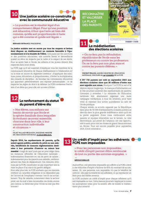 les 20 mesures pour l'école de demain par la FCPE, défendons les chaque jour un peu plus