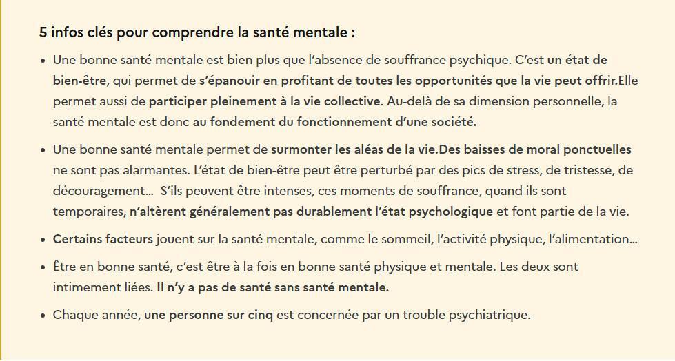 Parlons santé mentale ! « Parlons santé mentale ! ». Plus qu’un slogan, cette formule est une ambition pour notre société portée par le Gouvernement, qui a fait de la santé mentale la grande cause nationale 2025. Parlons santé mentale ! « Parlons santé mentale ! ». Plus qu’un slogan, cette formule est une ambition pour notre société portée par le Gouvernement, qui a fait de la santé mentale la grande cause nationale 2025.