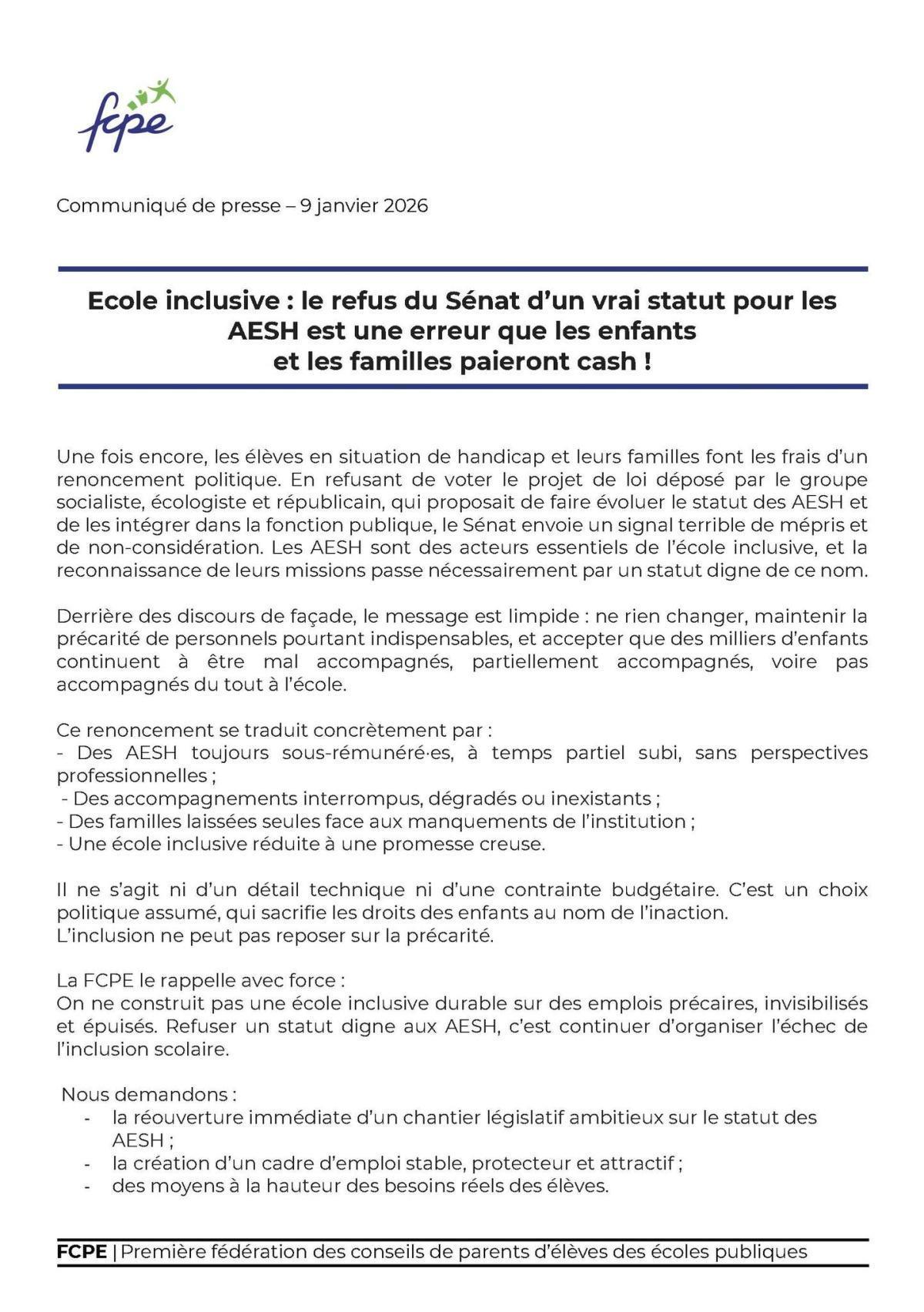 le sénat refuse un vrai statut pour les AESH, les enfants en première ligne! le sénat refuse un vrai statut pour les AESH, les enfants en première ligne!