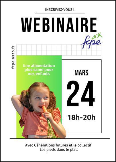 Invitation au webinaire de la FCPE nationale - "Une alimentation plus saine pour nos enfants" -