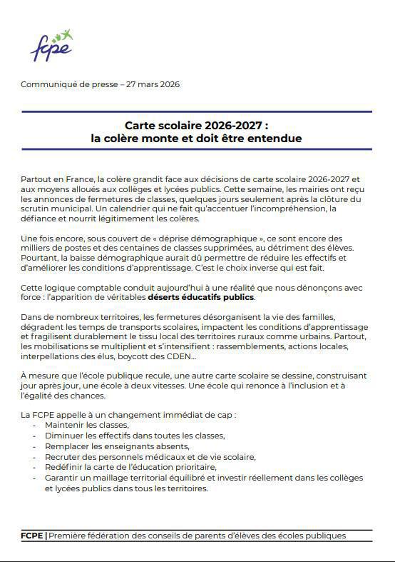 Fermetures de classes: l'intervention fcpe13 dans ici Provence et la carte des fermetures 