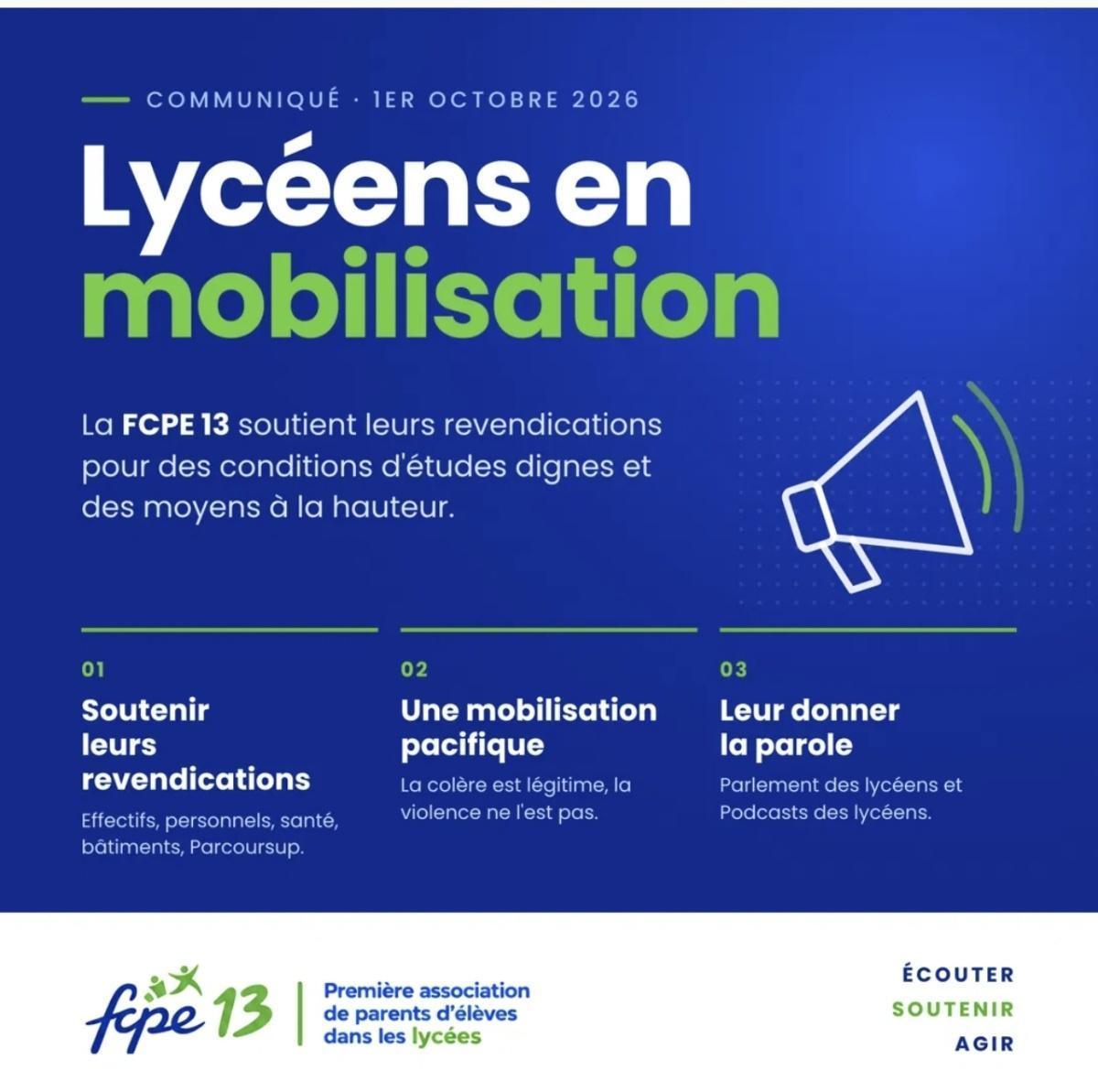 Blocus lycées : communiqué fcpe13
