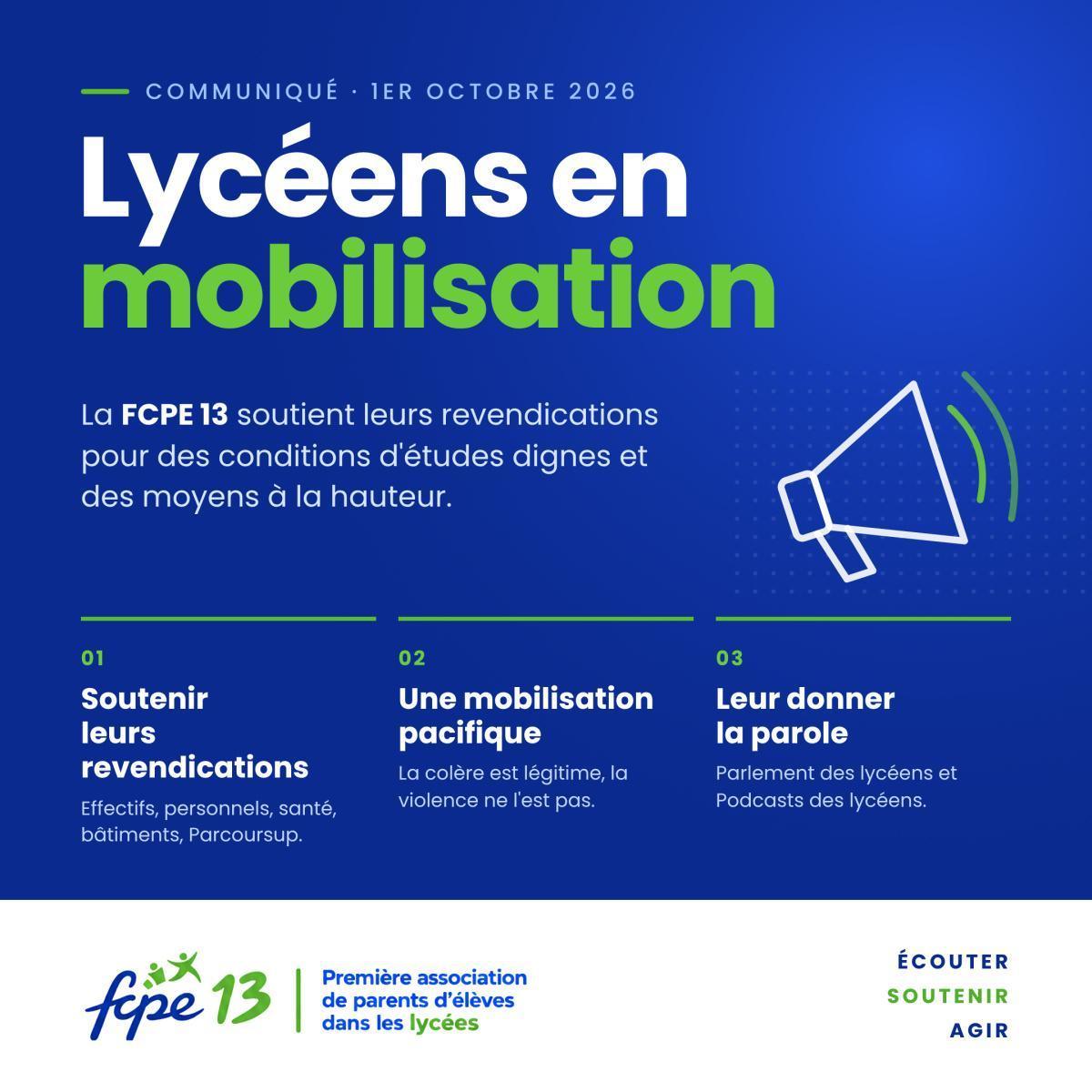 Mobilisation lycéenne : la FCPE communique