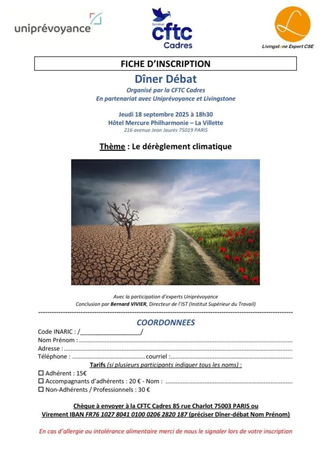 Dîner débat : le dérèglement climatique