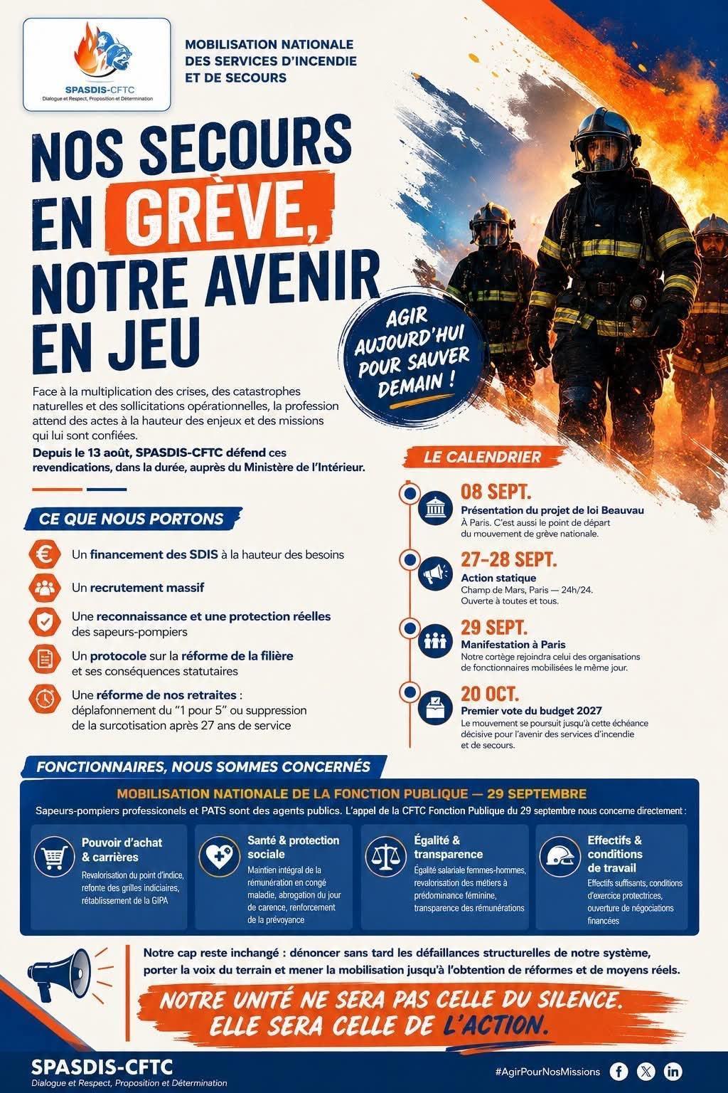 Mobilisation nationale des services d'incendie et de secours : nos secours en grève, notre avenir en jeu
