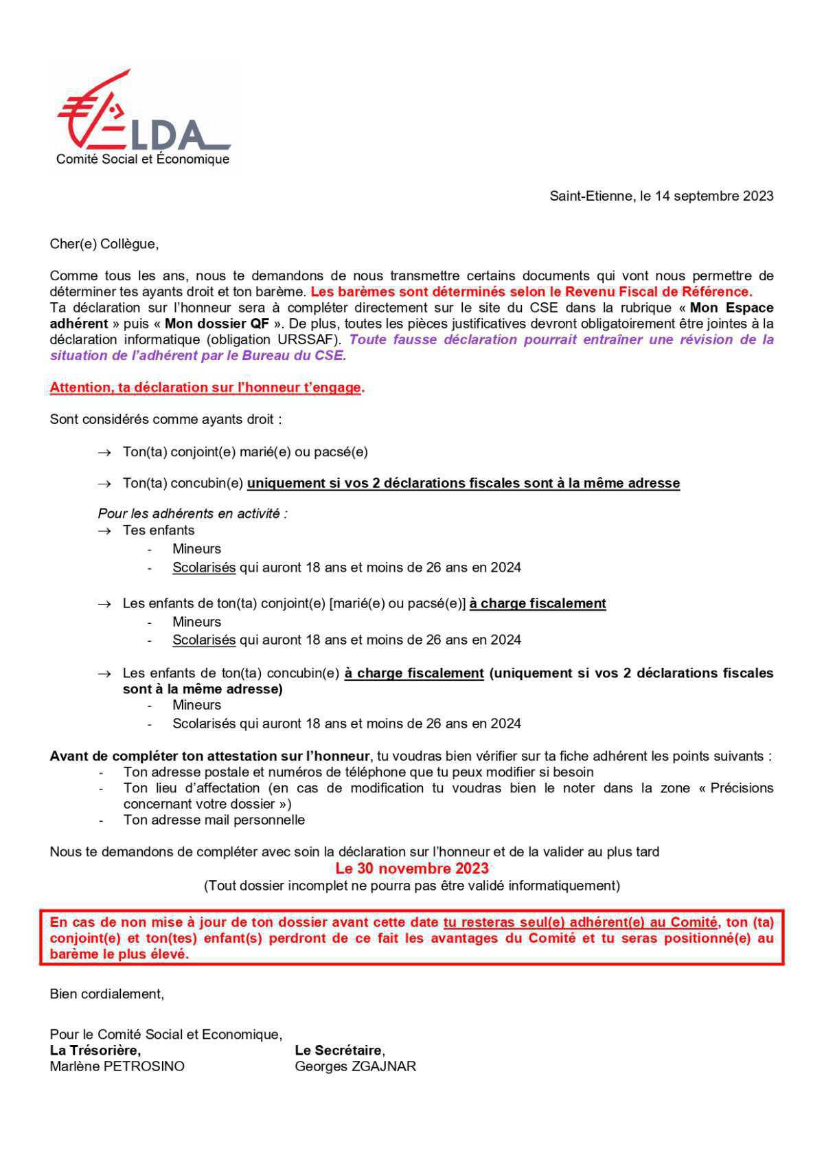 DOSSIER QF 2024 (mise à jour dossier adhérent CSE CELDA)