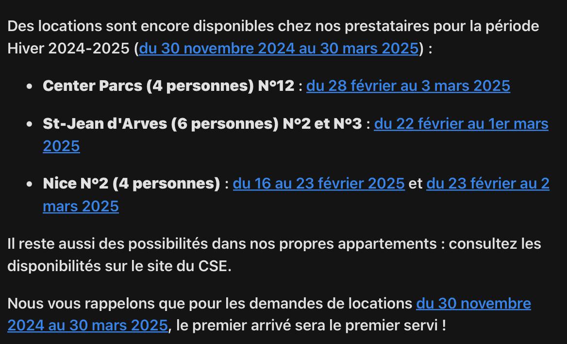 DERNIERES DISPONIBILITÉS LOCATIONS HIVER 2024/2025