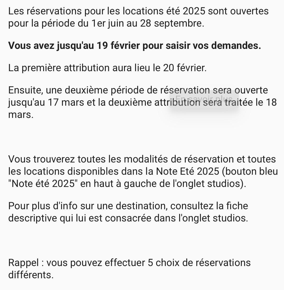 Réservations locations de vacances été 2025