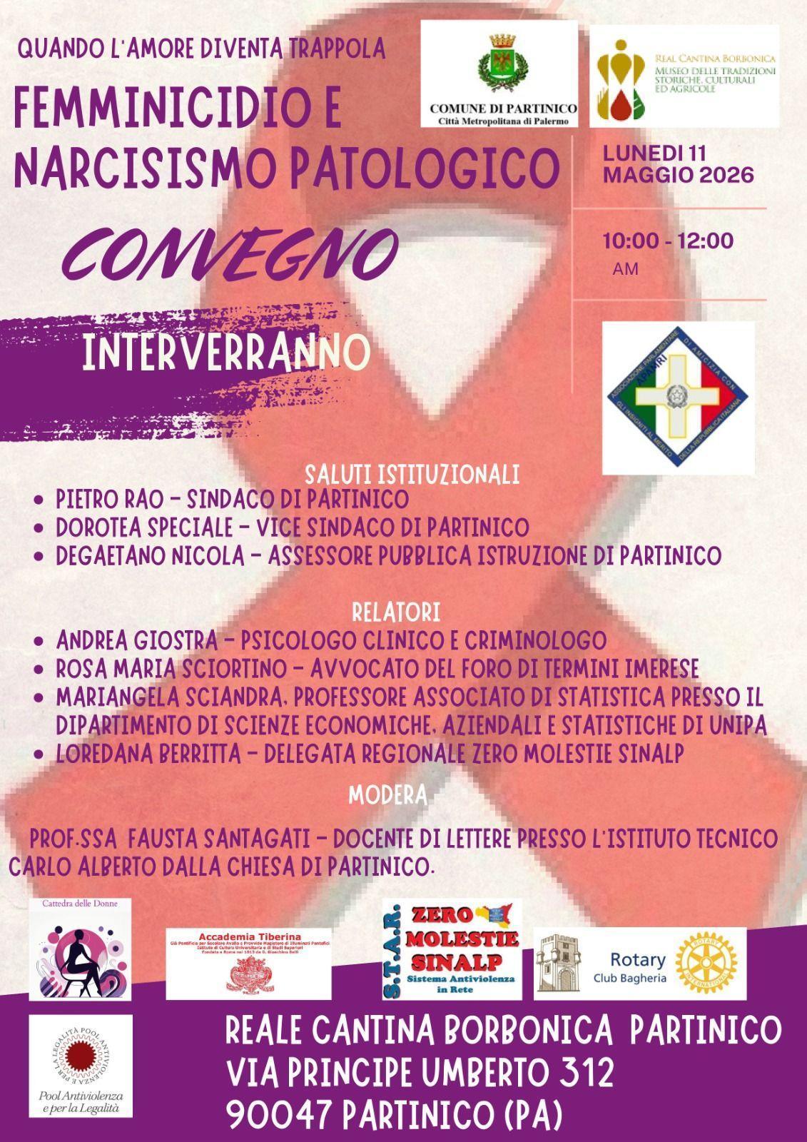 Convegno: Femminicidio e Narcisismo Patologico (ore 10.00 - 12.00)