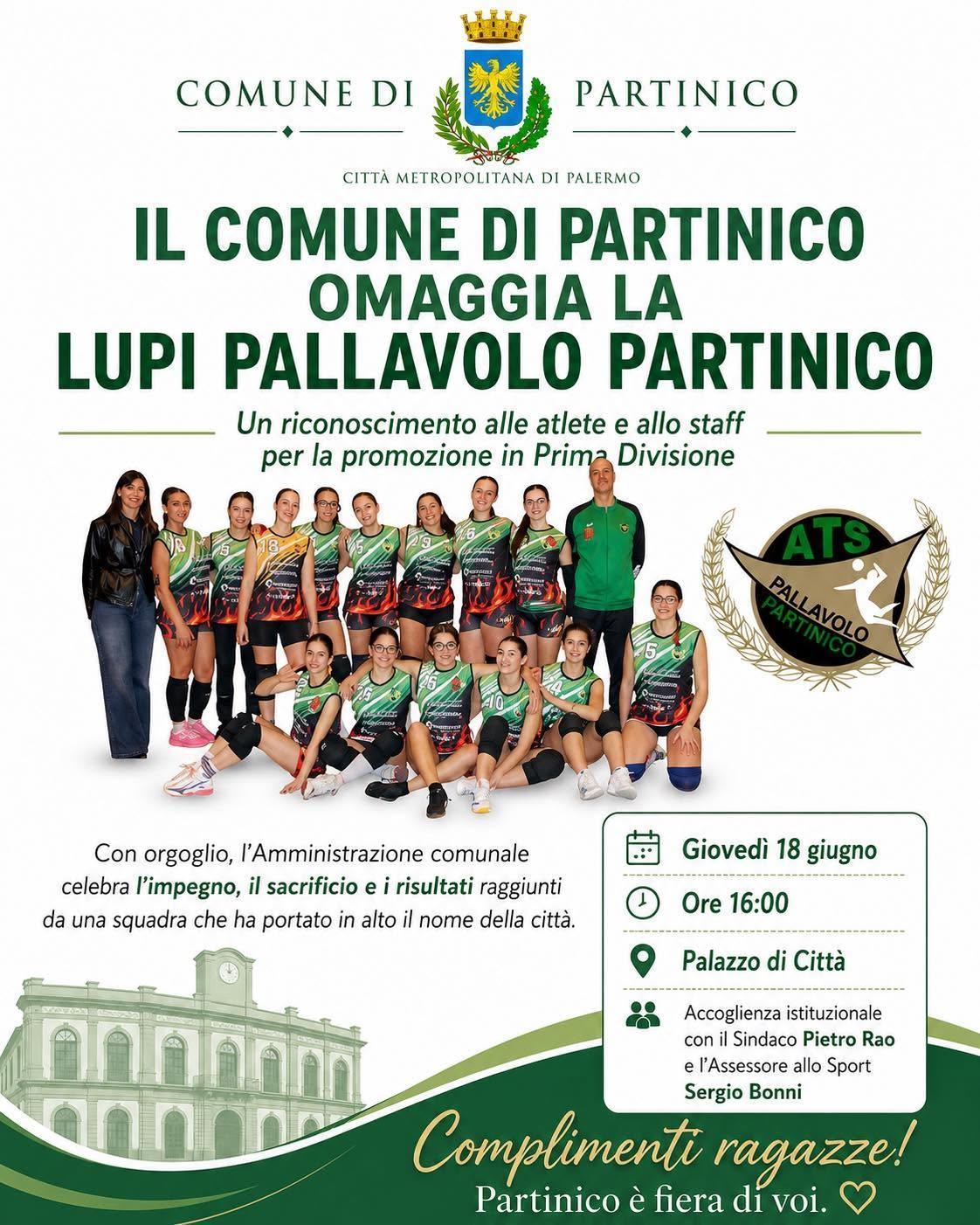 Riconoscimento alla Lupi Pallavolo Partinico (Inizio ore 16.00)