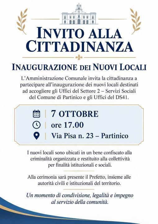 Inaugurazione dei nuovi locali (inizio ore 17:00) Inaugurazione dei nuovi locali (inizio ore 17:00)