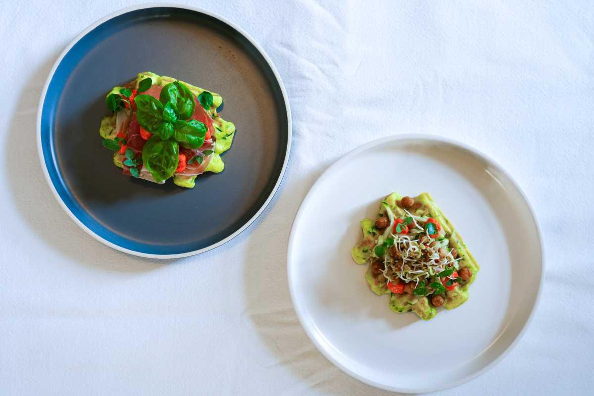 Gaufres au pesto et courgette Gaufres au pesto et courgette