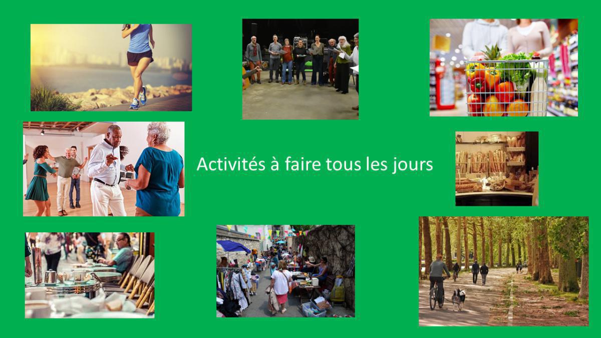 Actions à mettre en place pour faire des activités dans la journée Actions à mettre en place pour faire des activités dans la journée