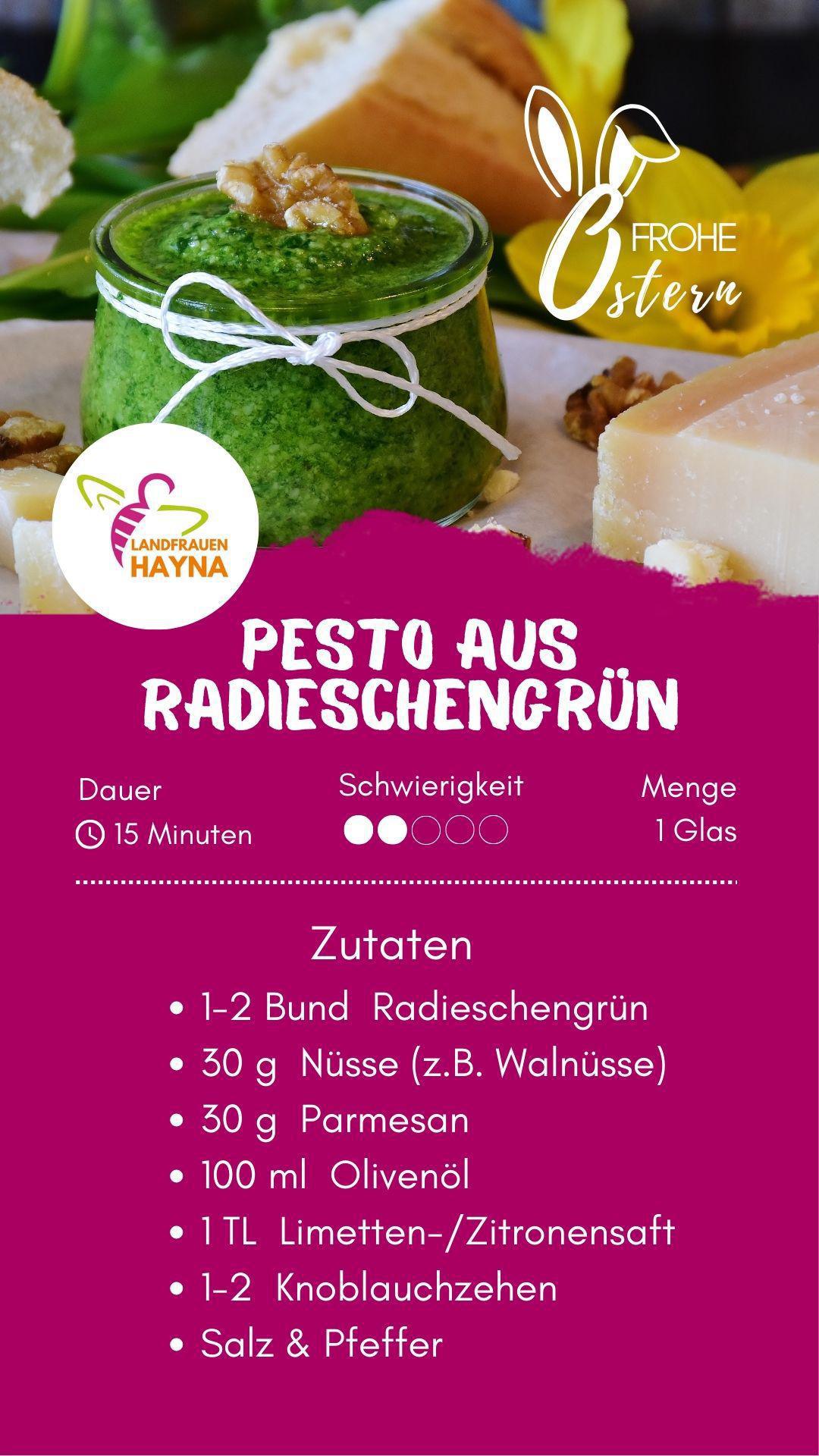 Ostergrüße Pesto-Rezept Radieschengrün Ostergrüße Pesto-Rezept Radieschengrün
