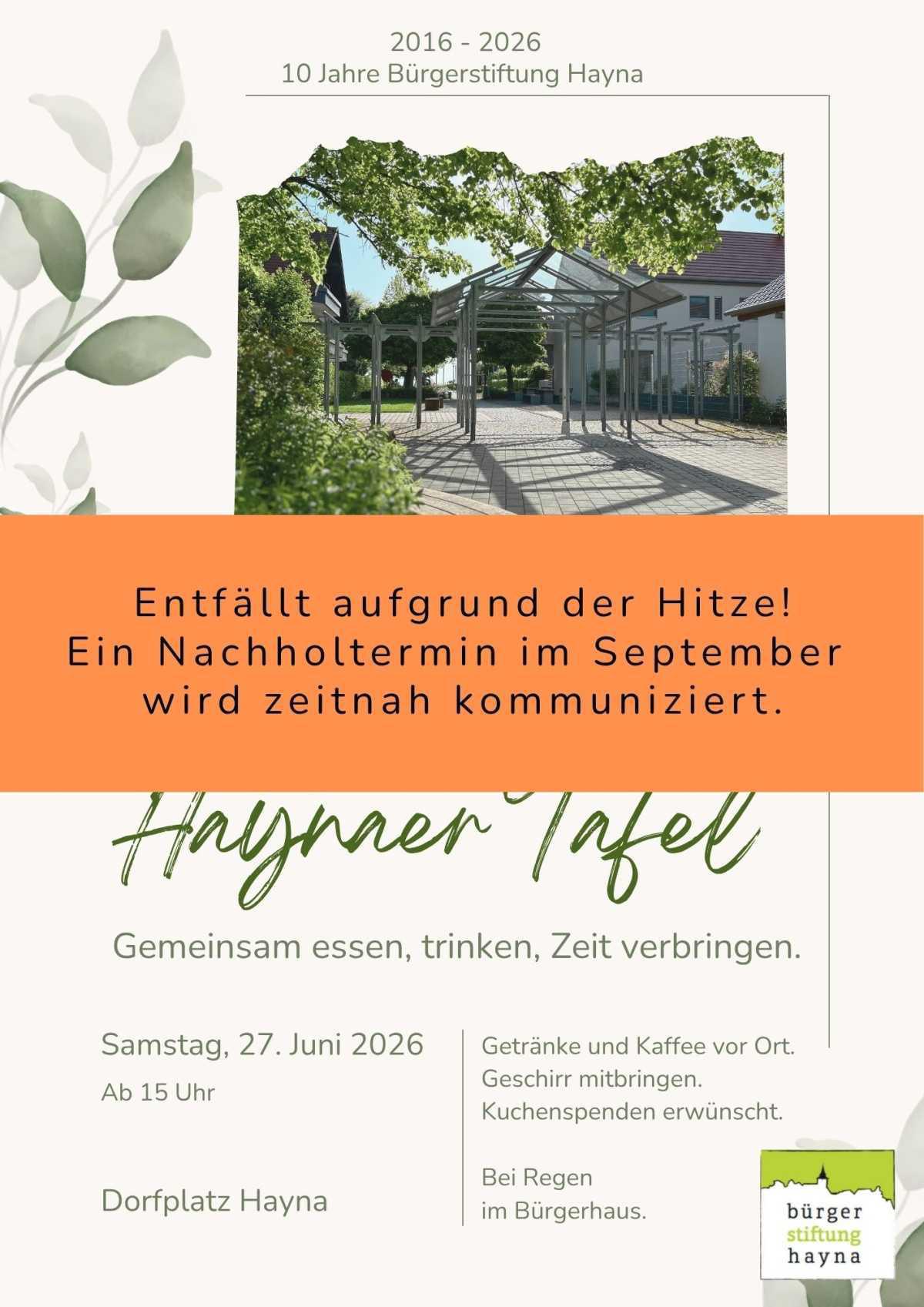 Haynaer Tafel ENTFÄLLT! Haynaer Tafel ENTFÄLLT!