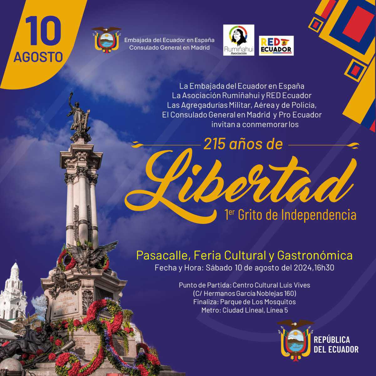 Ecuador en Mi Corazón: Fiesta Nacional y Feria Cultural en Ciudad Lineal