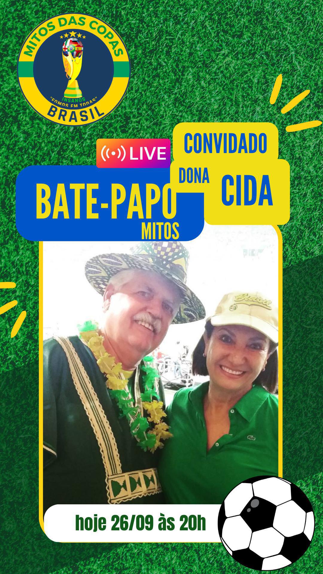 Bate-Papo Mitos terça- feiras 26/09 às 20h, convidado especial Dona Cida