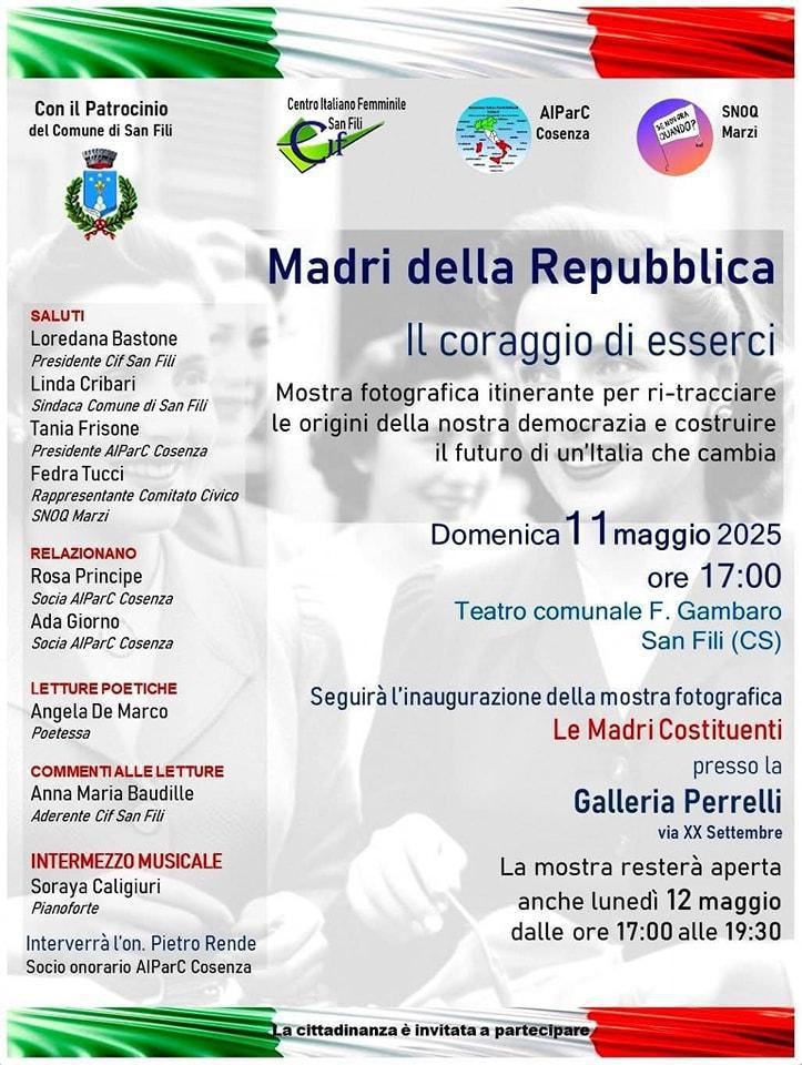 Madri della Repubblica - Il Coraggio di Esserci (inizio ore 17:00) Madri della Repubblica - Il Coraggio di Esserci (inizio ore 17:00)