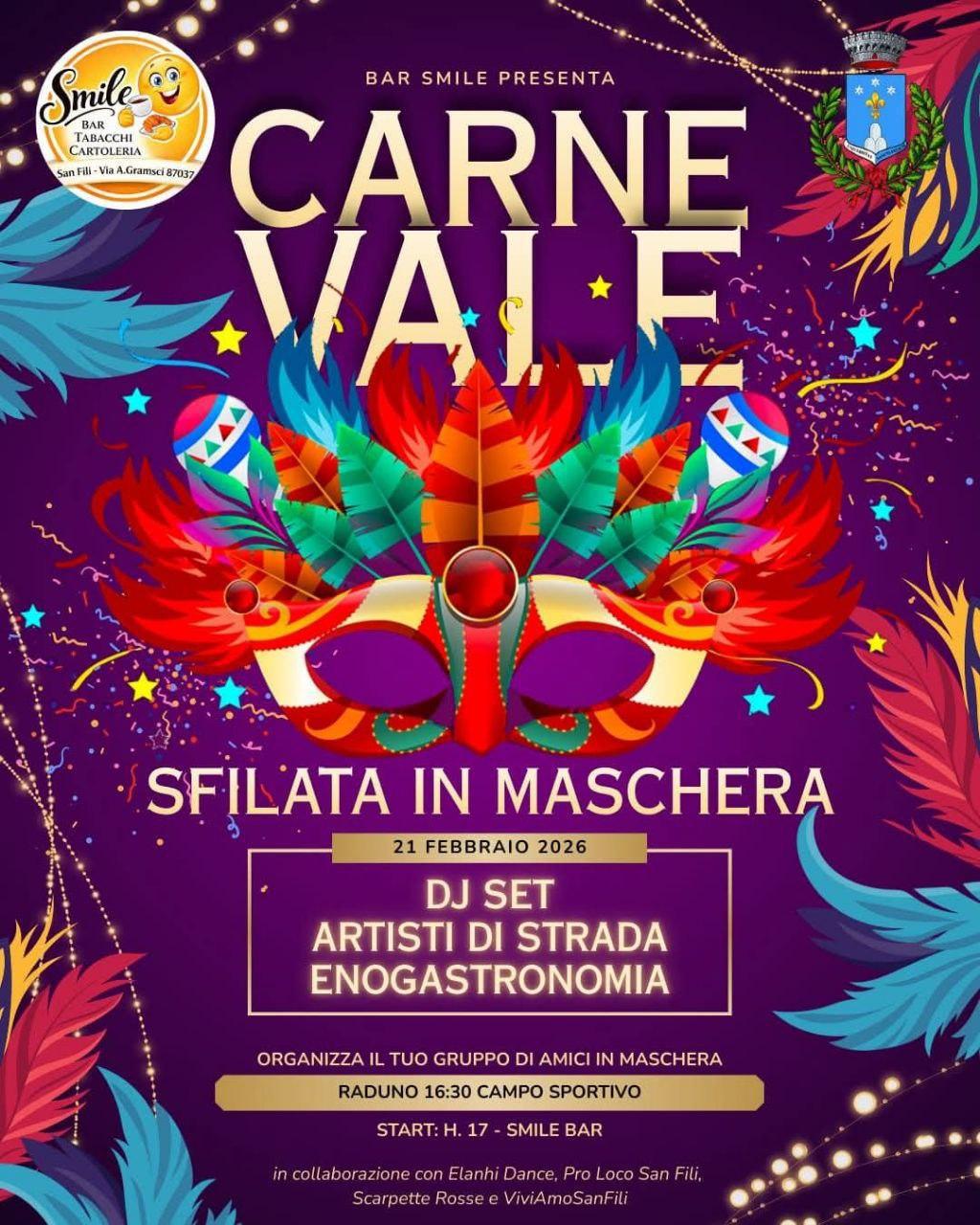 Carnevale a San Fili - Sfilata in Maschera 2026 (Raduno ore 16:30 Campo Sportivo) Carnevale a San Fili - Sfilata in Maschera 2026 (Raduno ore 16:30 Campo Sportivo)