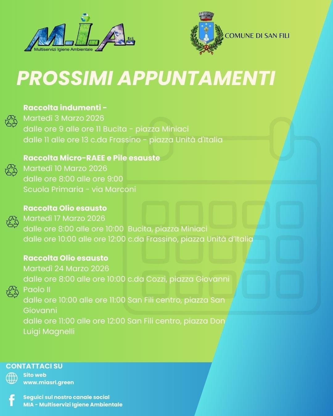 Raccolta Olio esausto (dalle ore 8:00 alle ore 10:00)
