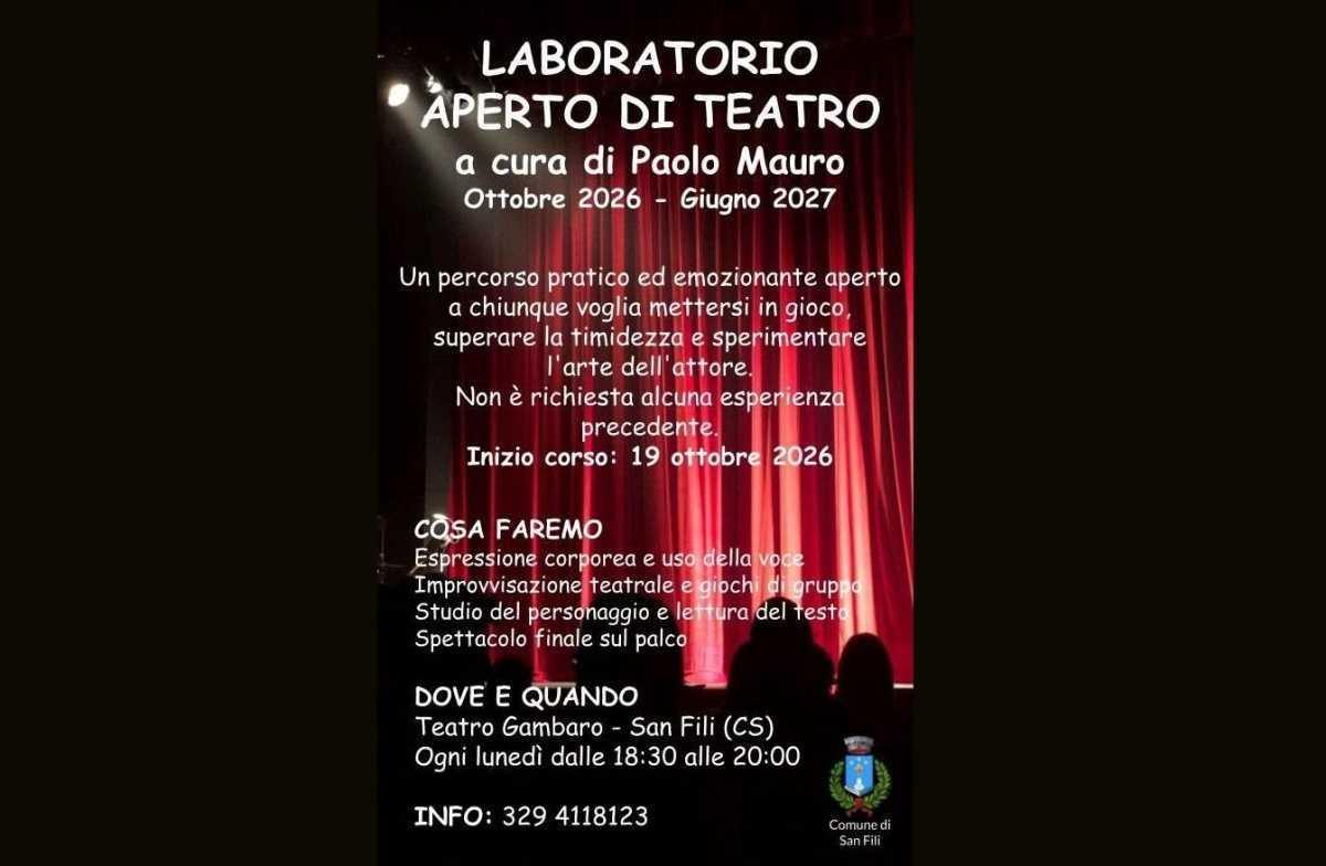 Laboratorio aperto di Teatro (Inizio corso 19 Ottobre 2026) Laboratorio aperto di Teatro (Inizio corso 19 Ottobre 2026)