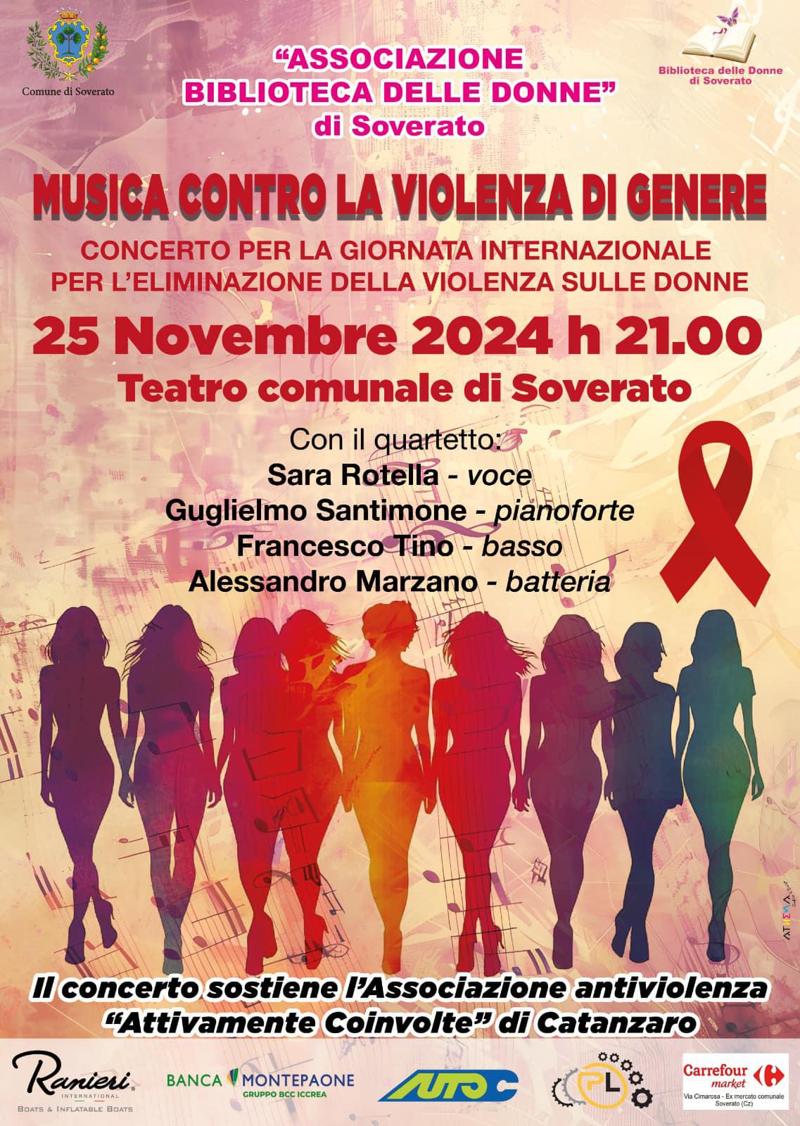 Musica contro la Violenza di Genere - Concerto per la Giornata Internazionale per l'eliminazione della Violenza sulle Donne (inizio ore 21.00)