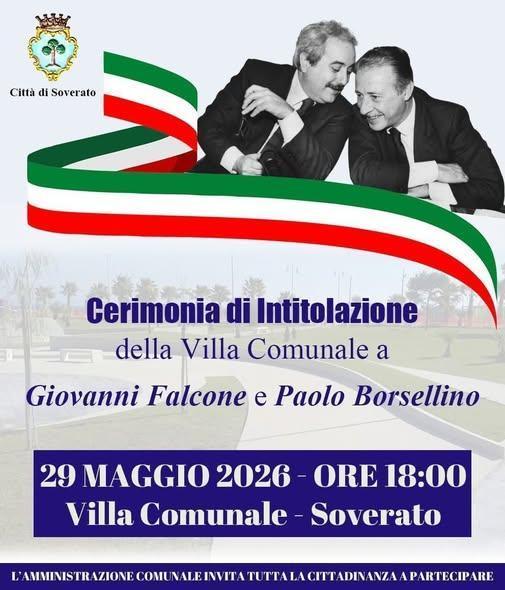 Cerimonia di Intitolazione della Villa Comunale a Giovanni Falcone e Paolo Borsellino (inizio ore18.00)