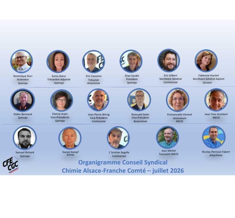 Organigramme du Conseil Syndical Alsace-Franche Comté
