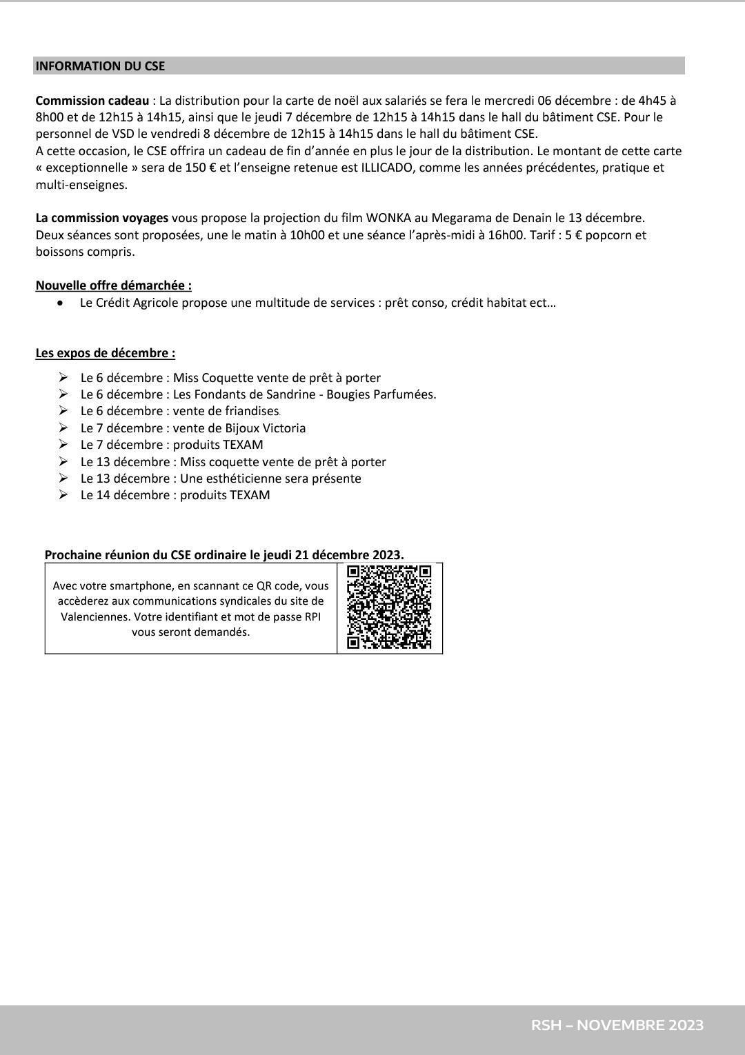 CSE Ordinaire du 30/11/2023
