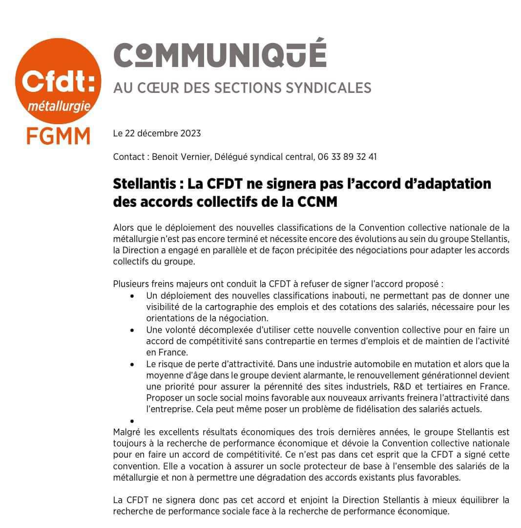 Accord 2024 : La CFDT ne signe pas l'accord de raccordement à la nouvelle convention collective