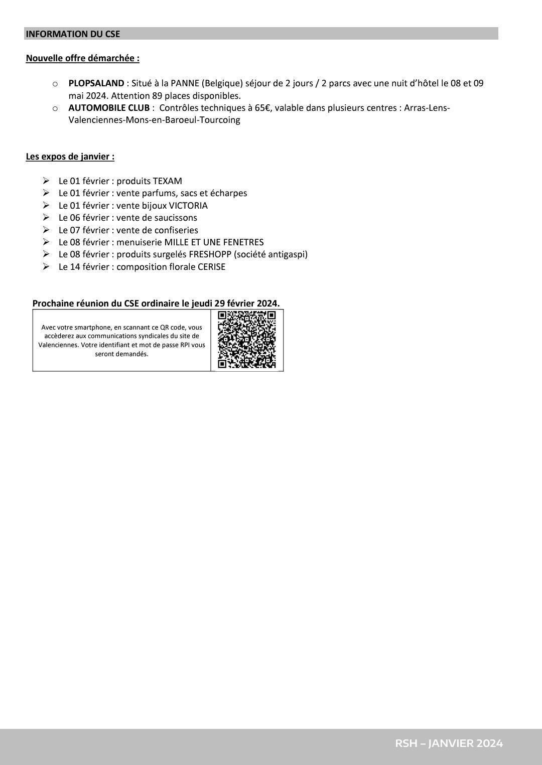 CSE ordinaire 30 janvier 2024