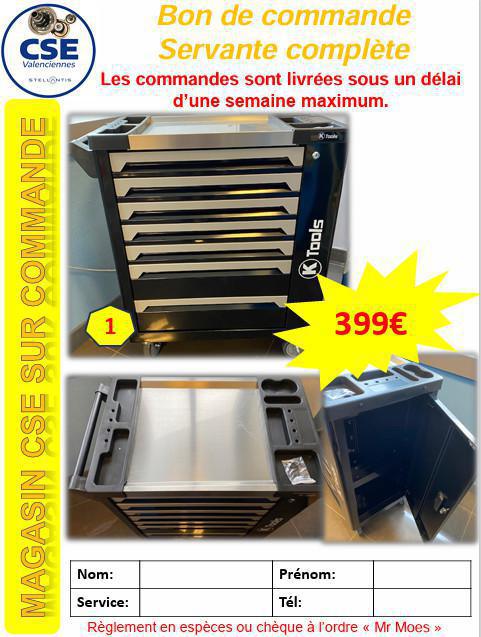 Commande de servante d'atelier complète