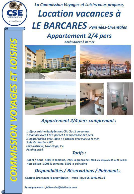 Location d'appartement de vacances à Barcares