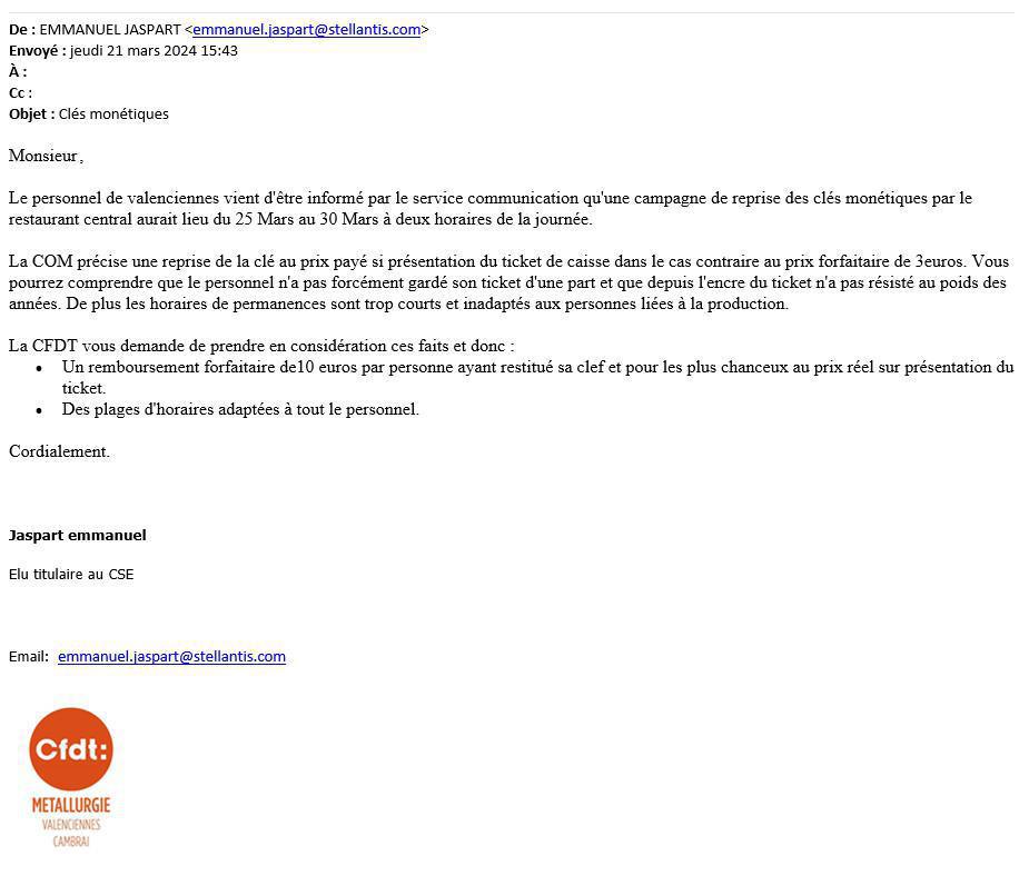 Courrier : Clés monétiques bleues Courrier : Clés monétiques bleues