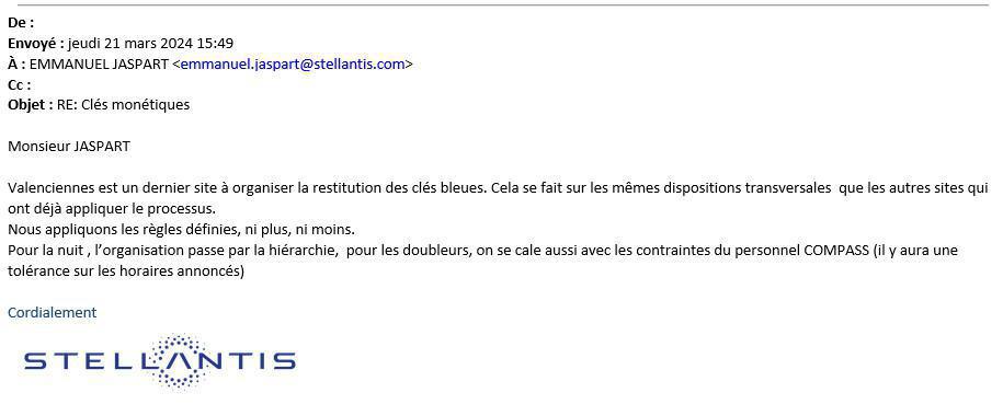 Courrier : Clés monétiques bleues