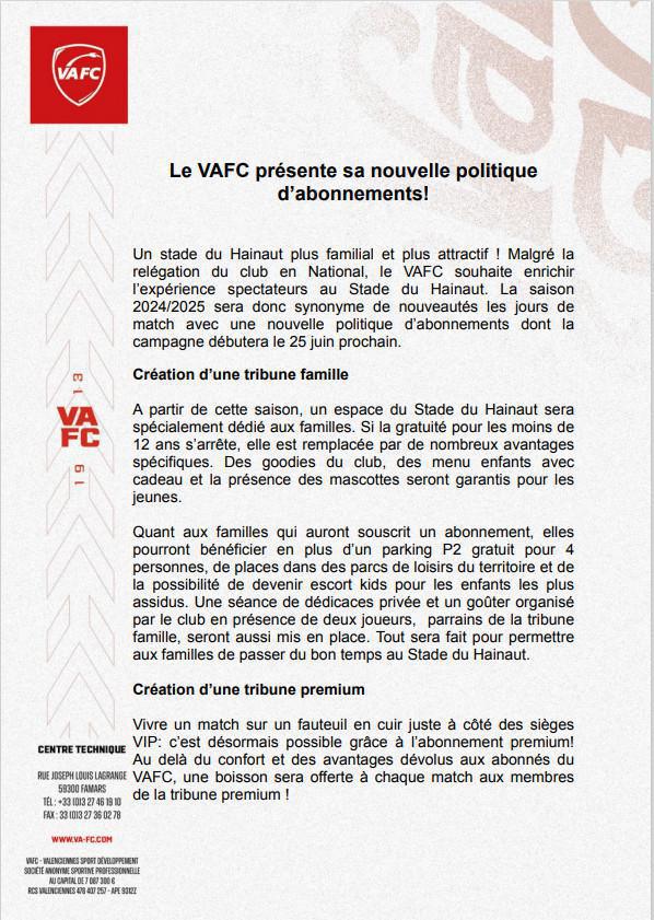 Abonnements VAFC