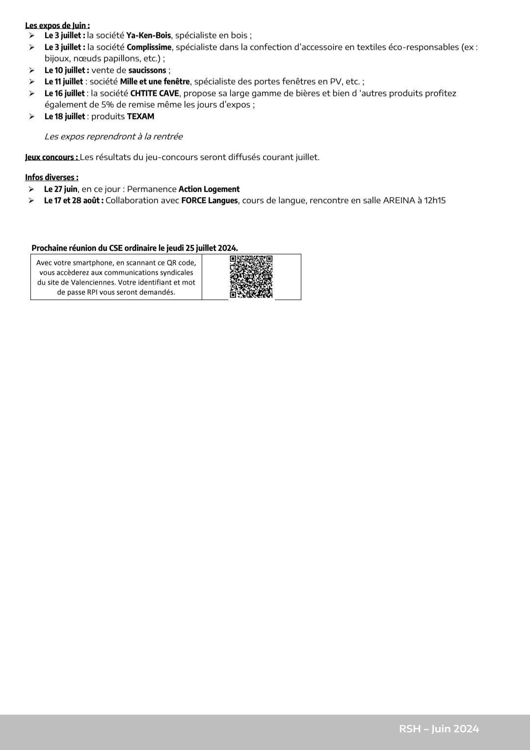 CSE ORDINAIRE du 27/06/24