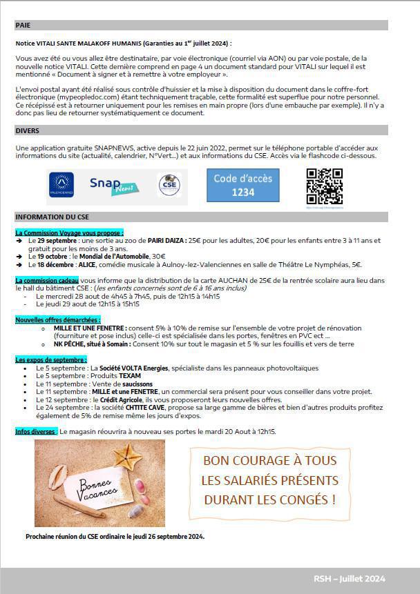 CSE ORDINAIRE du 25/07/24