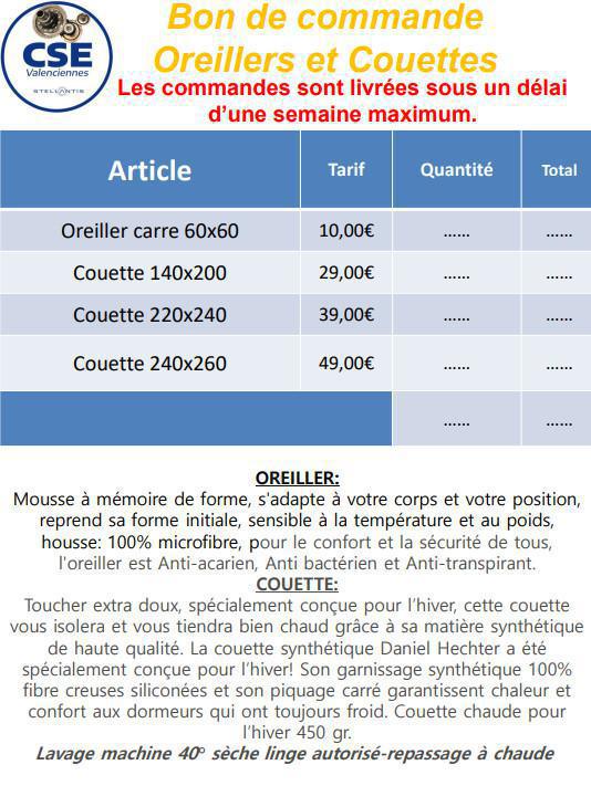 Oreillers et couettes
