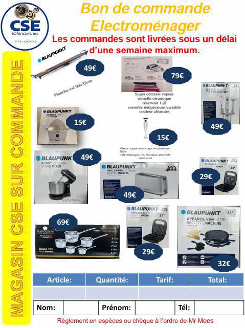 Bon de commande électroménager