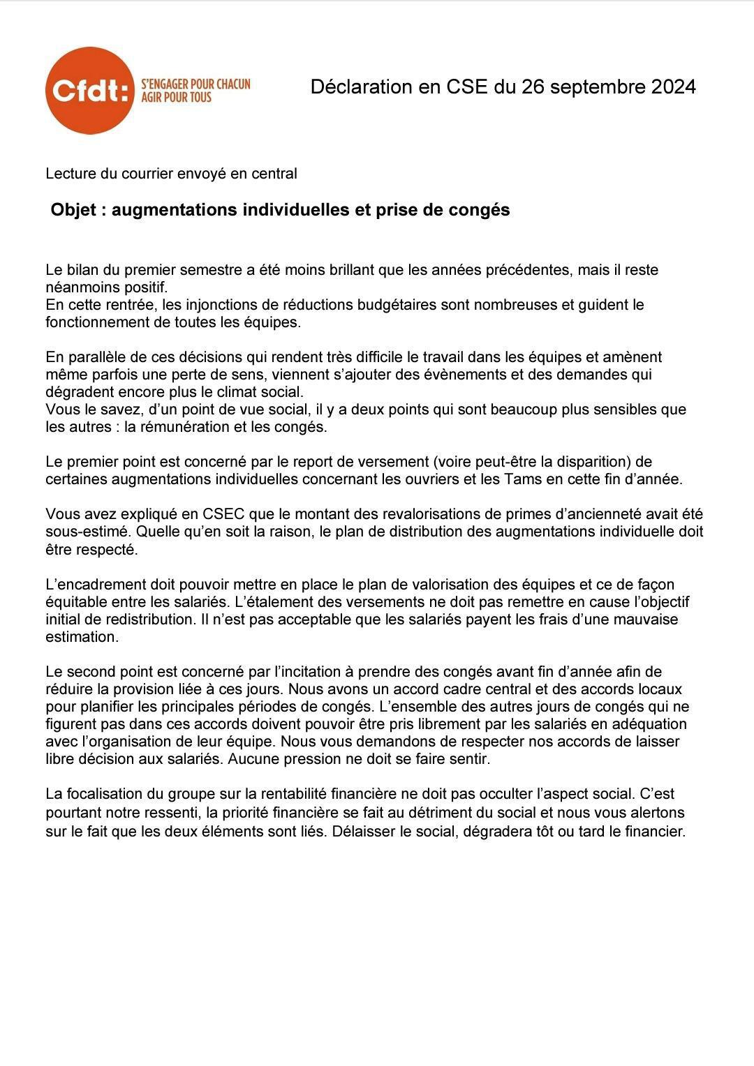 CSE ORDINAIRE du 26/09/2024