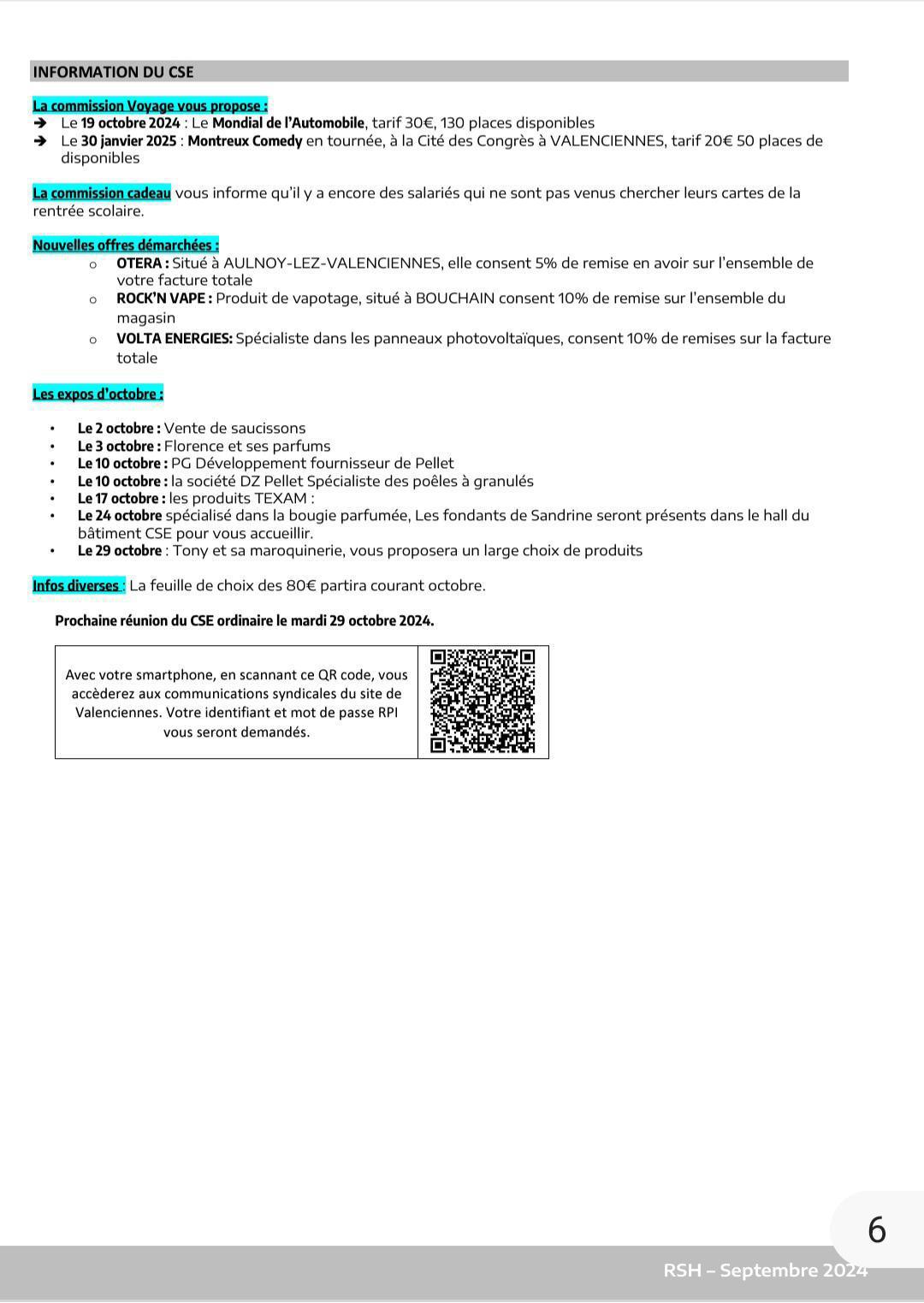 CSE ORDINAIRE du 26/09/2024