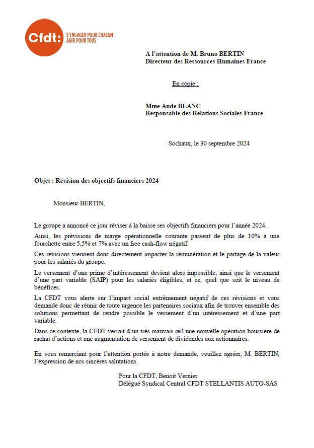 Courrier Objectifs Financiers 2024