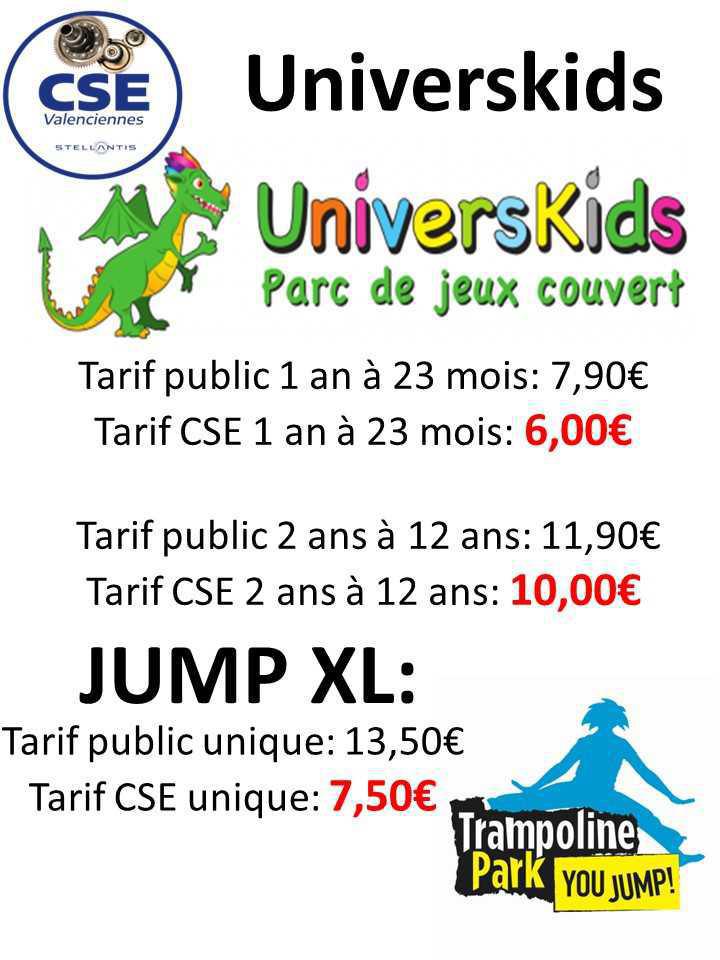 TARIFS PARCS DE JEU POUR ENFANTS